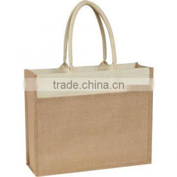 Eco-Friendly Two-Toned Jute Shopping Beach Bag - Features a Front Pocket, Cotton Webbed Handles and Comes With Your Logo. photo-2