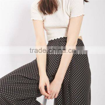 New Arrival Womens High Rise Polka Dot Wide Leg Cropped Slacks photo-2