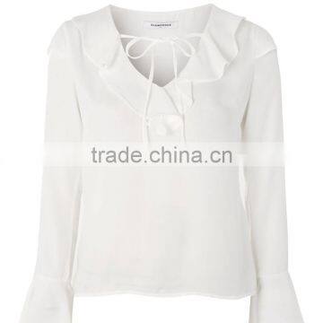 2017 OEM Hot Sale Long Sleeve White Chiffon Shirts for Ladies photo-6