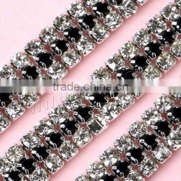 Two Tone Nickel Hand Jewelry Catenary Brass Rhinestone Cup Chain