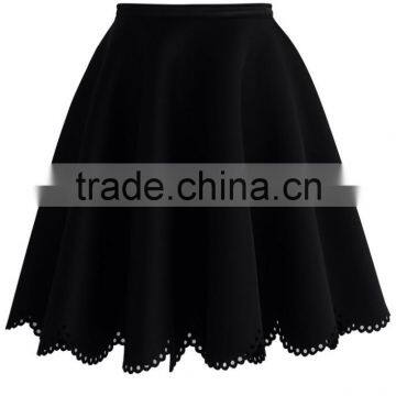 2016 Guangzhou Shandao Supplier Summer High Fashion Hot Selling Casual Short A Line Ruffle Black Cotton Skirt For Women photo-2