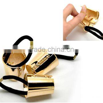 High Quality Accessories 1PC Gold Plated Alloy Circle Ring Hair Band Cuff Wrap Ponytail Holder photo-3