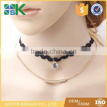 Cheap Artificial Jewel-Encrusted Double Clavicle Necklace for Girls Party decor