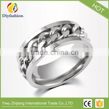 Fashion Stainless Steel Three Color Rotating Chain Ring Can Adjustable photo-2