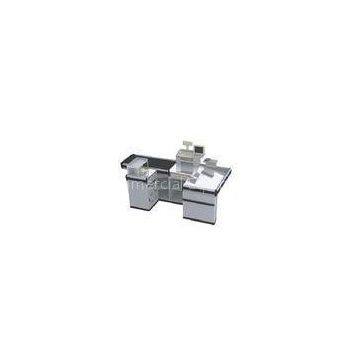 Motored Gray Retail Cash Register Table Counter Conveyor Belt Rollers