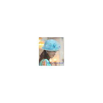 Summer Spring Grey / Blue packable beach vintage straw hats With big flowers