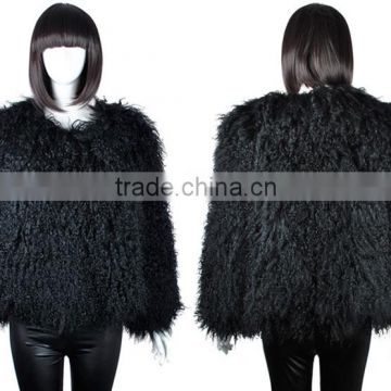 YR495 Customize Color and Size Real Mongolia Fur Jacket Tibet Lamb Fur Cloth