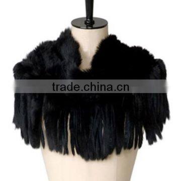 YR094 Top Quality Lots of Colors Genuine Rabbit Fur Snood Scarf with Tassels