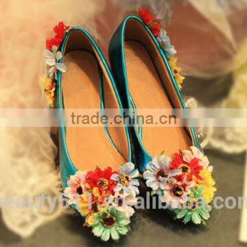 Shallow mouth flower round head flat heel wedding shoe of women shoe WS043