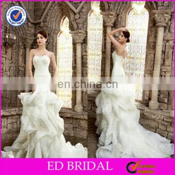 CE493 Elegant Strapless Lace Top Layers Organza Train Mermaid Real Pictures Ebay Wedding Dress China