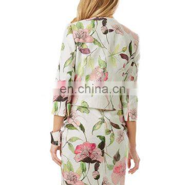 Spring Fashion New European Floral Lady Jacket Long Sleeve Cotton Elegant Ladies Fancy Jacket photo-3
