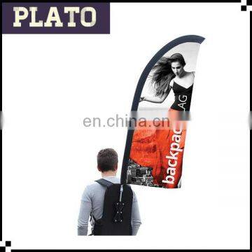 Customized printing teardrop backpack flag,outdoor walking backpack beach flag,feather backpack flag for advertising