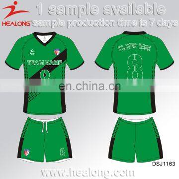 Color Green Latest Design Sublimation Custom Cheap Soccer Uniform For Teams