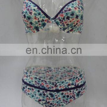 printed flowers sexy bra set women underwear