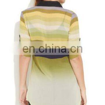 Fashion New Women Clothes Tops Loose Perspective Sexy Sheer Chiffon Collar Neck Strip Print Style Shirts For Women photo-3