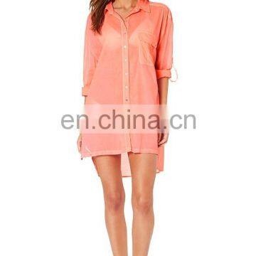 2016/17 New Arrival Sexy Women's Cotton Dyed Short Tunic/Shirt Dress