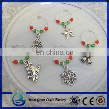 Crystal Christmas Snowflake Pendant Wine Glass Charms Xmas Party Dinner Table Rings Fine Decoration For Home Gifts