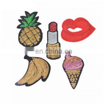 Fashion Ice Cream Banana Lip Sequins Patches For Kids