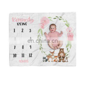 Wholesale Coral Fleece Photo Prop Baby Monthly Growth Milestone Blankets photo-5