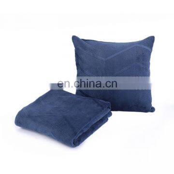 China Products 100%polyester Navy Blue Double Sides Flannel 3D Embossed Chevron Pattern Fleece Cushion Pillow photo-2