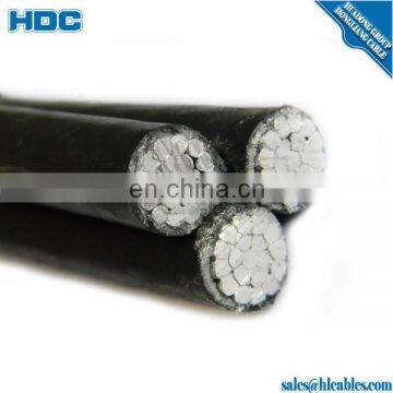 LV abc cables AMKA16 sq xlpe al cable 3*16+25mm2 with ridges aluminium conductor xlpe insulated phrase 0.6/1kv messenger HDPE