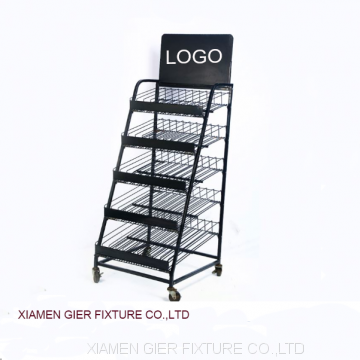 Supermarket Flooring Stand Metal Wire Bread Display Rack photo-3