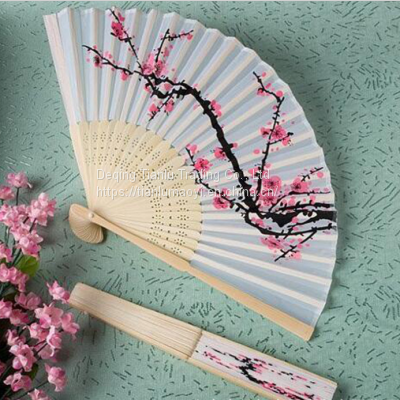 Chinese Feng Shui Painting Plum Blossom Silk Fan Chinese Classical Folding Fan Wedding Folding Fan Single Cloth Fan Japanese Fan Gift Wholesale photo-5