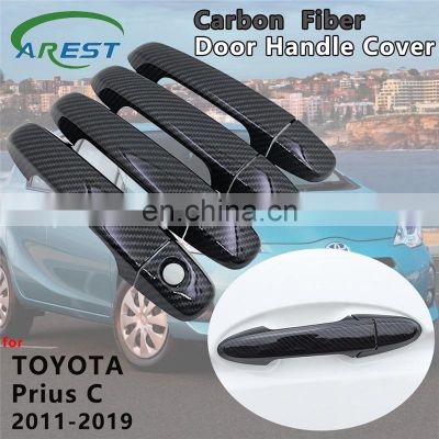 Carbon Fiber Door Handle Cover Catch Trim Car Accessories for Toyota Prius C Aqua 2011 2012 2013 2014 2015 2016 2017 2018 2019