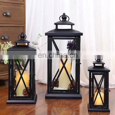 Home Decor Outdoor Lantern Candle Lantern Holder Black Metal Lantern For Decoration