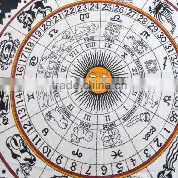 Indian Cotton Table Cloth Black Zodiac Horoscope Printed Dinning Table Cloth Vintage Wall Hanging Throw Bed Sheet Cover TC5 photo-3