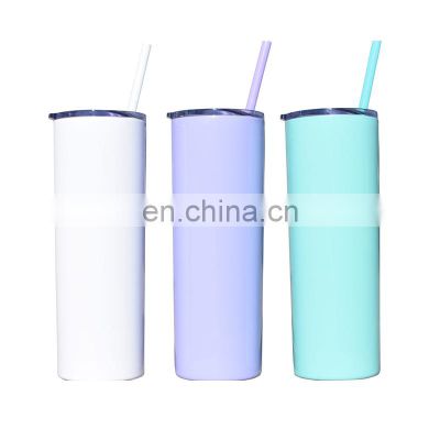 Best selling wholesale 20oz sublimation stainless steel skinny tumbler with lid straw