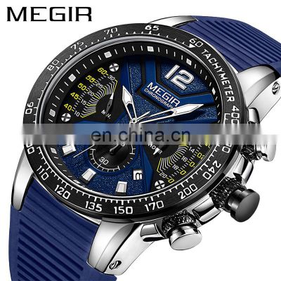 Megir 2106 Creative Design Mens Chronograph Quartz Watch Silicone Waterproof Bulk Watches Custom Logo