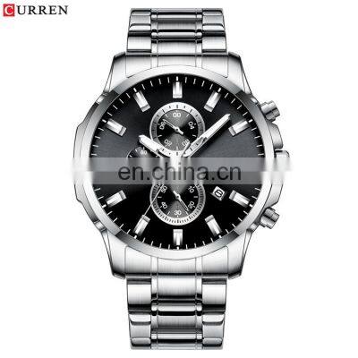 CURREN 8348 Men Stylish Big Dial Quartz Watches Stainless Steel Chronograph Calendar Business Classic Dress Mens Watch