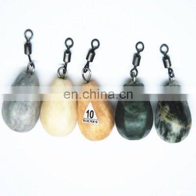 Customized Weight Nature Stone Fishing Sinker with Steel Ring