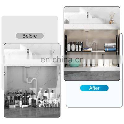 Under Sink Kitchen Rack Expandable Cabinet Shelf Organizer Rack With Removable Panels for Kitchen Bathroom Storage 2-Tier photo-4