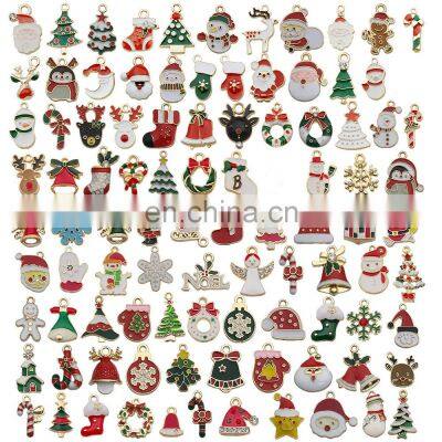 96Pcs Mix Size Alloy Metal Christmas Drop Oil Charms Gold Pendant For DIY Bracelet Necklace Jewelry Making