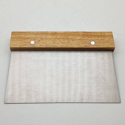 Kitchen Pastry Tools Multipurpose Stainless Steel Metal Bread Slim Cutter Dough Scraper With Wood Handle