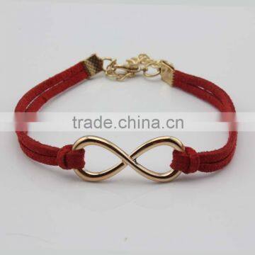Fashion Custom Men Braided Bracelet Single Wrap Gold 8 Infinity Leather Bracelet Men photo-2