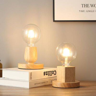 USB-Stecker-Holz-E27-Glühbirnen-Schreibtischlampe für die Schlafzimmerdekoration