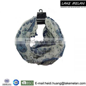 100% Polyester Heart Printed Infinity Scarf For SS 16