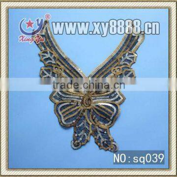 Wholesale sequin butterfly applique lace collar neck trimmings