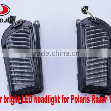 Chrome and Black Led Headlight for Polaris Razor 1000 ATV UTV photo-6