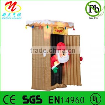 Christmas inflatable animated Santa with house, inflatable decorations