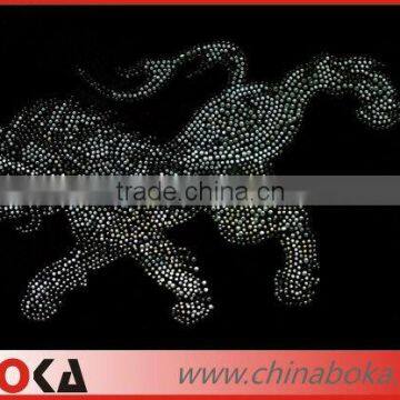 Lion shape fix hot rhinestones transfer motif for t-shirt