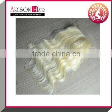 Grade AAAA high quality virgin brazilian hair blonde silk base closure