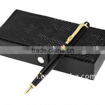 New Classic Black Fine Cap Hooded Fountain Pen Black with Black refill ballpoint gift pen