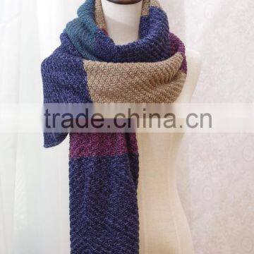 New Fashion Patchwork Wool Knitted Unisex Man Woman Winter Scarf photo-5