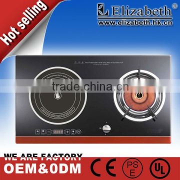 Double burner gas cooker enamel cooking with electric cooker EG-C302