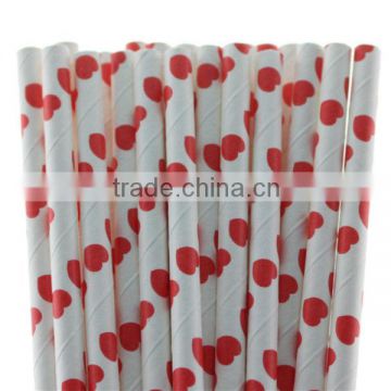 Event & Party Supplies Eco-friendly Valantines' Day heart Print Paper Drinking Straws