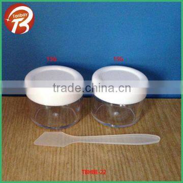 PS transparent 15G cosmetic jars with scoop for cream eyeshadow cream jar travel sets jar TBHBE-22